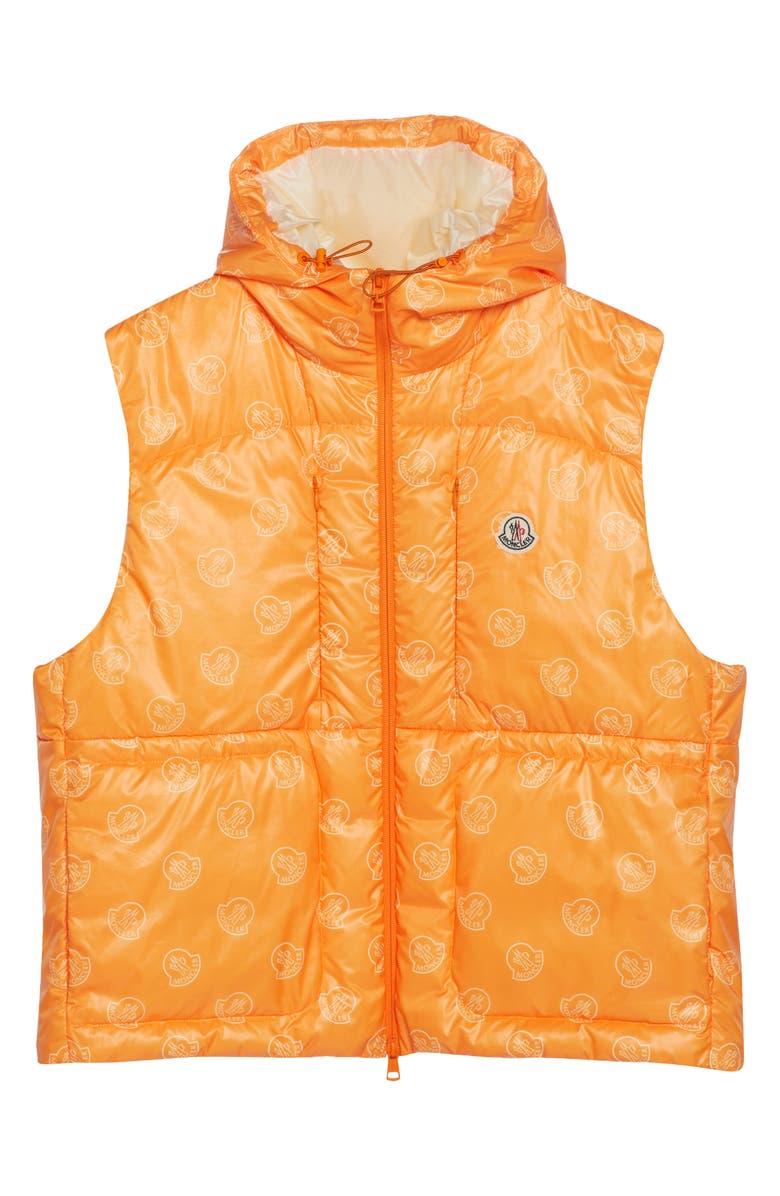 Moncler Alkarab Logo Print Hooded Down Vest, Alternate, color,