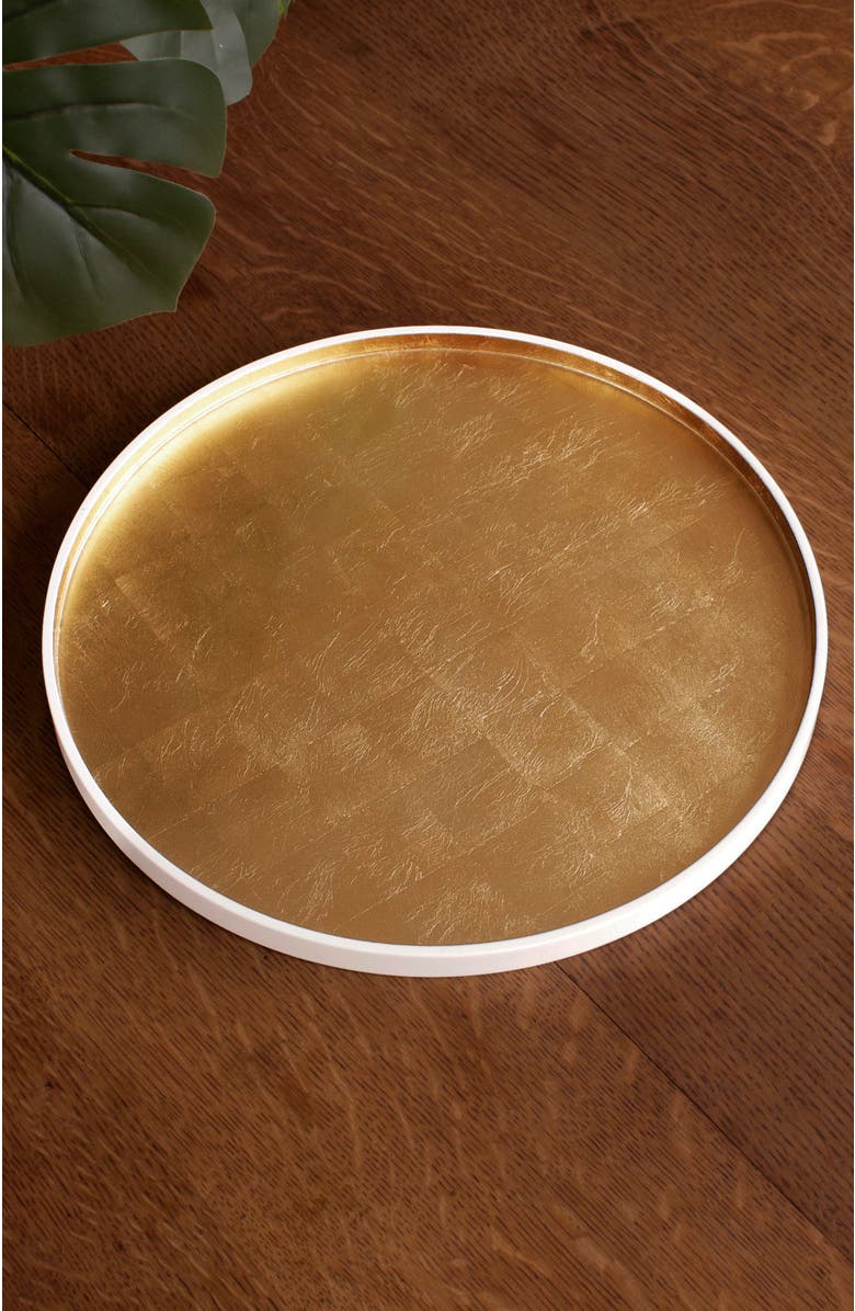 BEATRIZ BALL Collection Indochine Round Lacquered Tray, Alternate, color, White And Gold