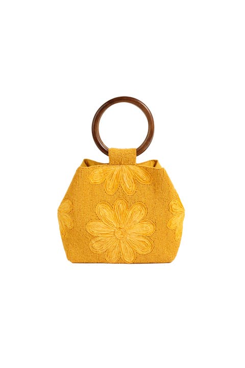 Delhi Raffia Cotton Tote Bag 11X7 In