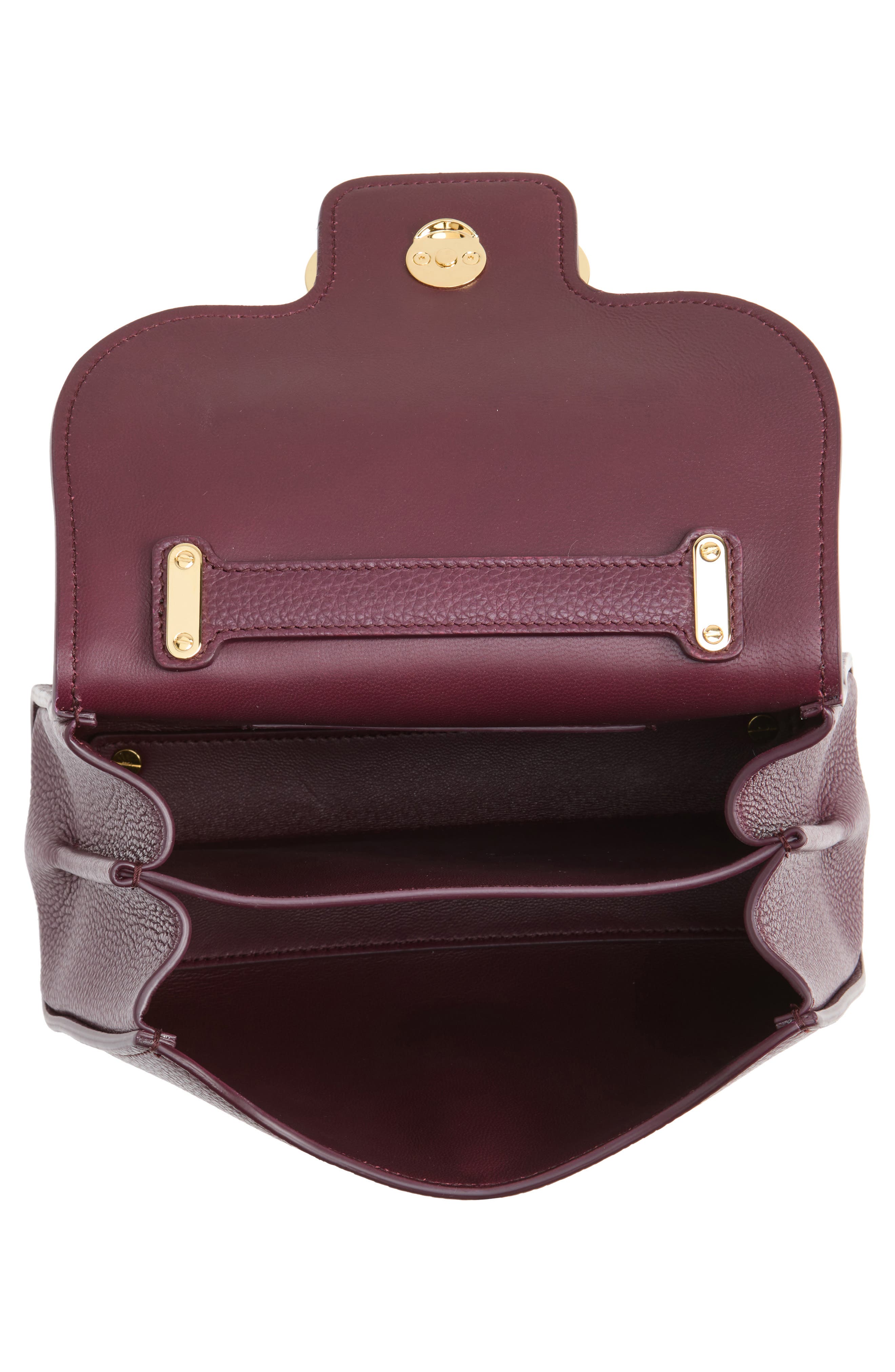 Double Gancio Leather Top Handle Bag, Alternate, color, PLUM