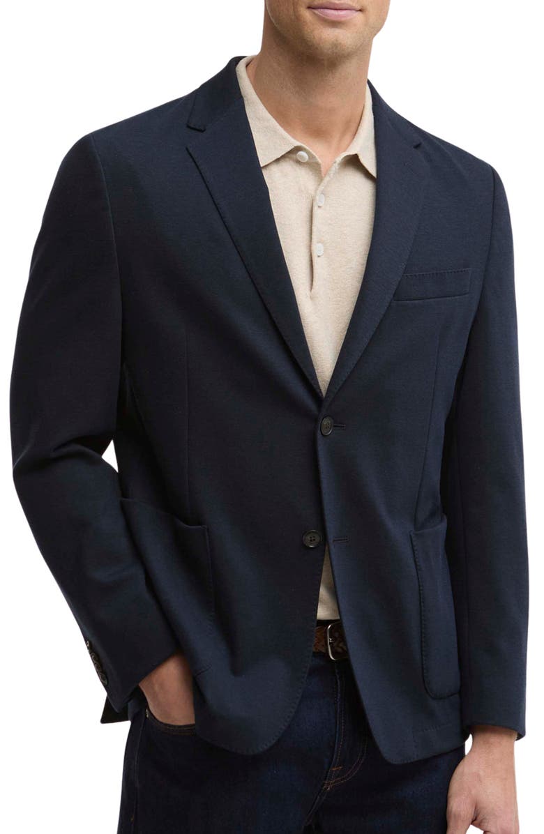 Barbour Harthorpe Navy Knit Cotton Blend Blazer, Main, color, Navy