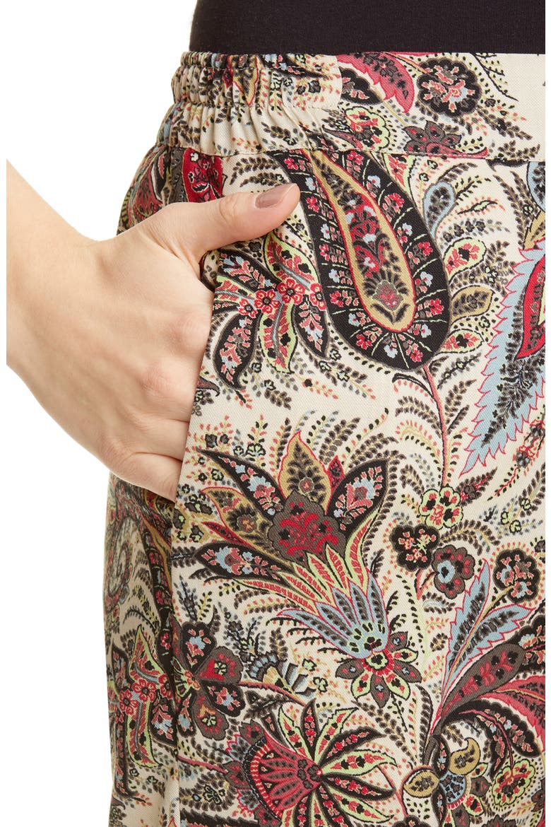 Dégradé Paisley Print Wool Crop Pants, Alternate, color, MULTI