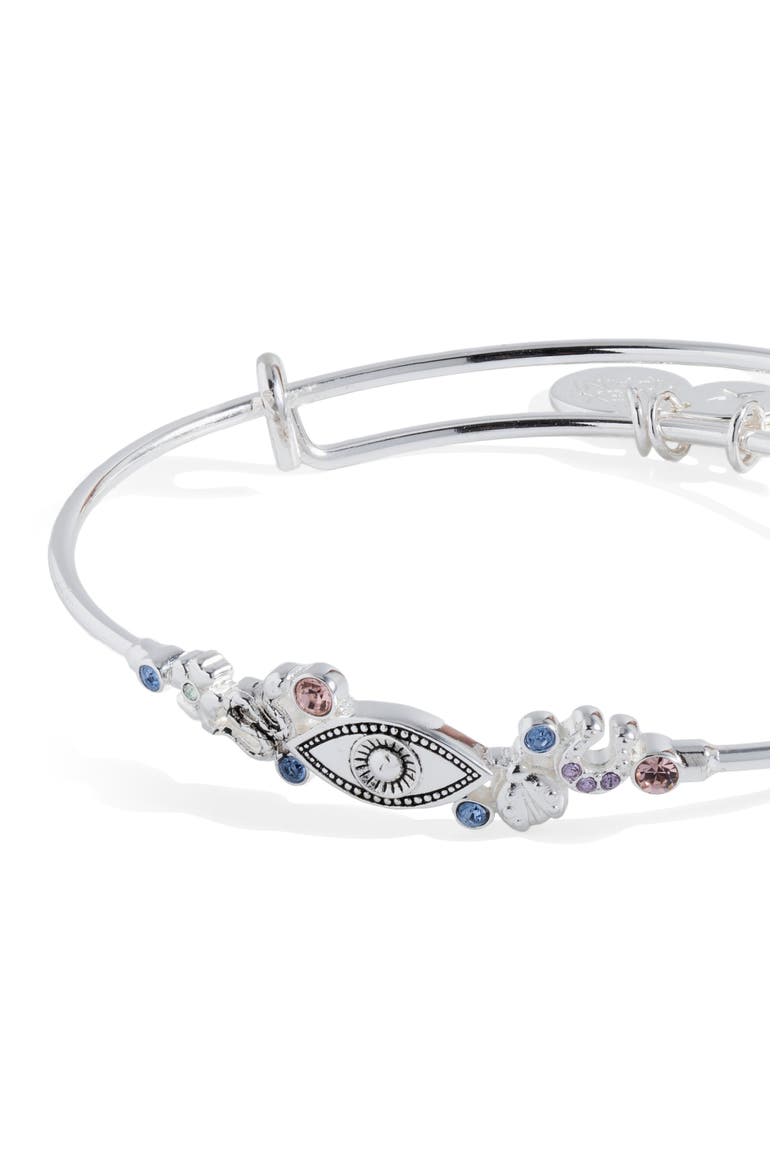 Evil Eye In Line Bangle Bracelet, Alternate, color, Silver