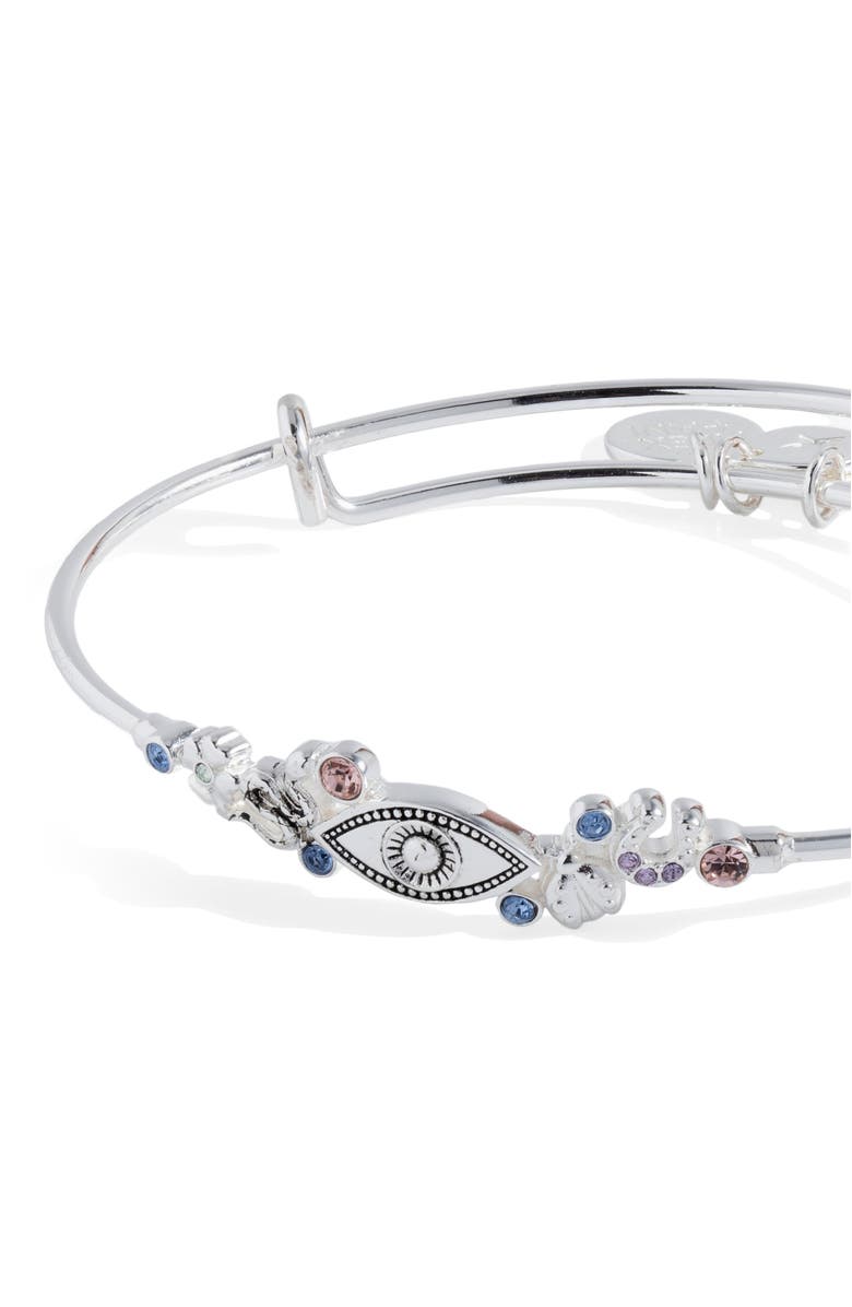 Alex and Ani Evil Eye In Line Bangle Bracelet, Alternate, color, Silver
