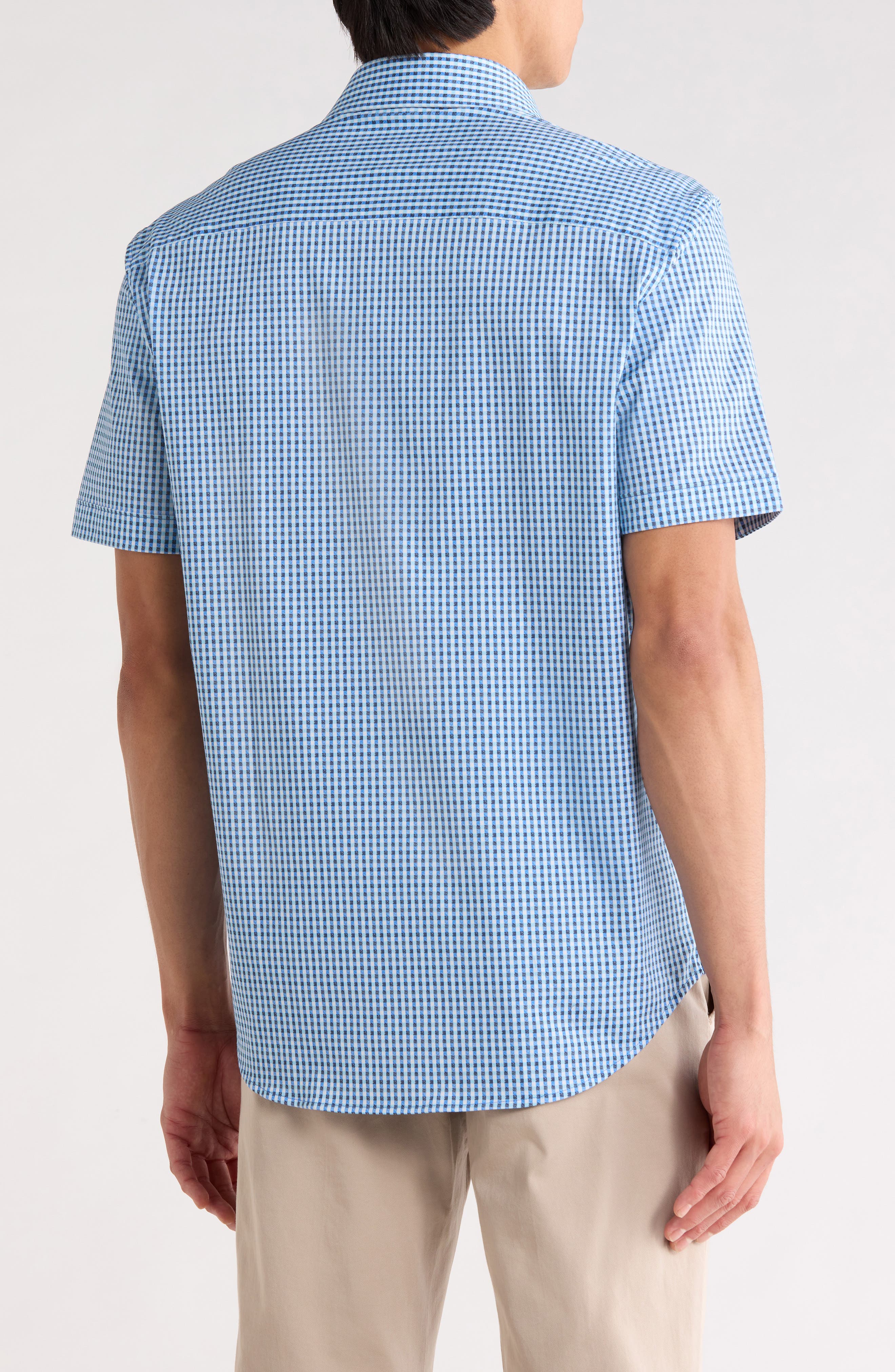 Plaid Stretch Cotton Short Sleeve Button-Up Shirt - image 4