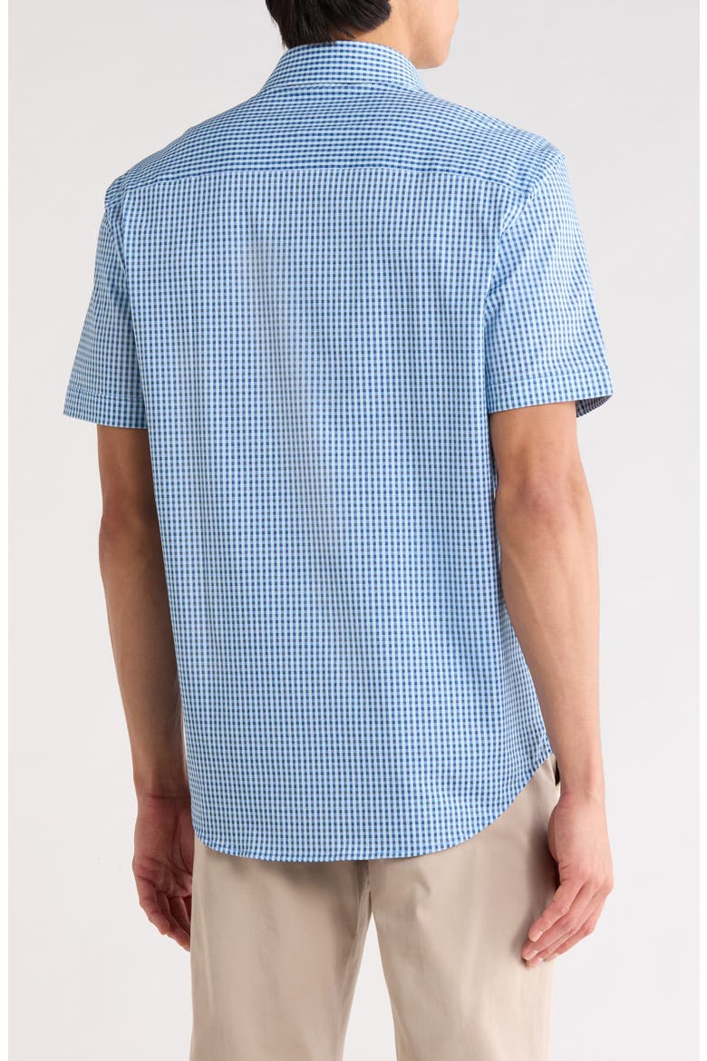 Plaid Stretch Cotton Short Sleeve Button-Up Shirt, Alternate, color, CLASSIC BLUE