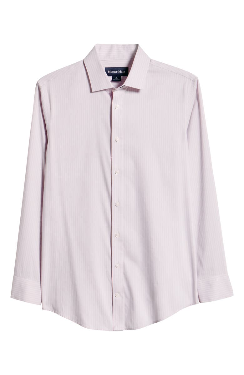 Mizzen+Main Hilton Pinstripe Performance Cotton Blend Button-Up Shirt, Alternate, color, Lavender Haze Chalk Stripe