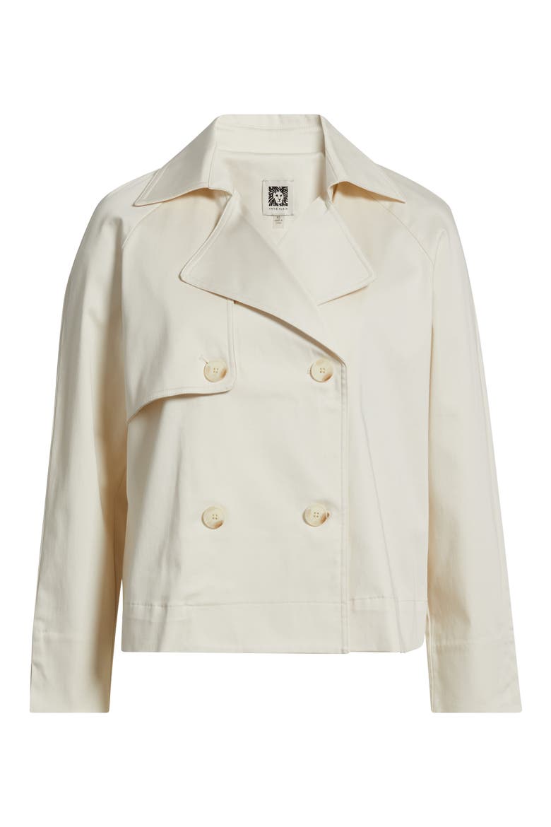Short Double Breasted Cotton Blend Trench Coat, Alternate, color, WHITE DOVE