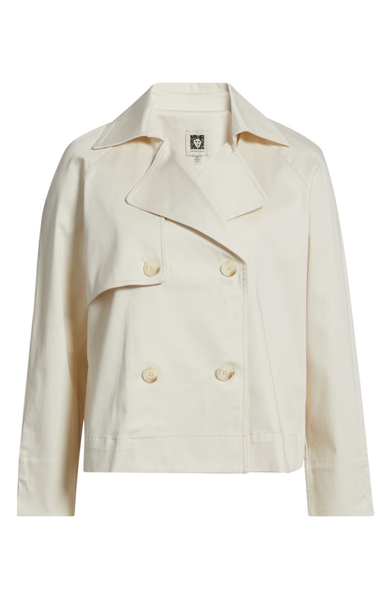 AK ANNE KLEIN Short Double Breasted Cotton Blend Trench Coat, Alternate, color, White Dove