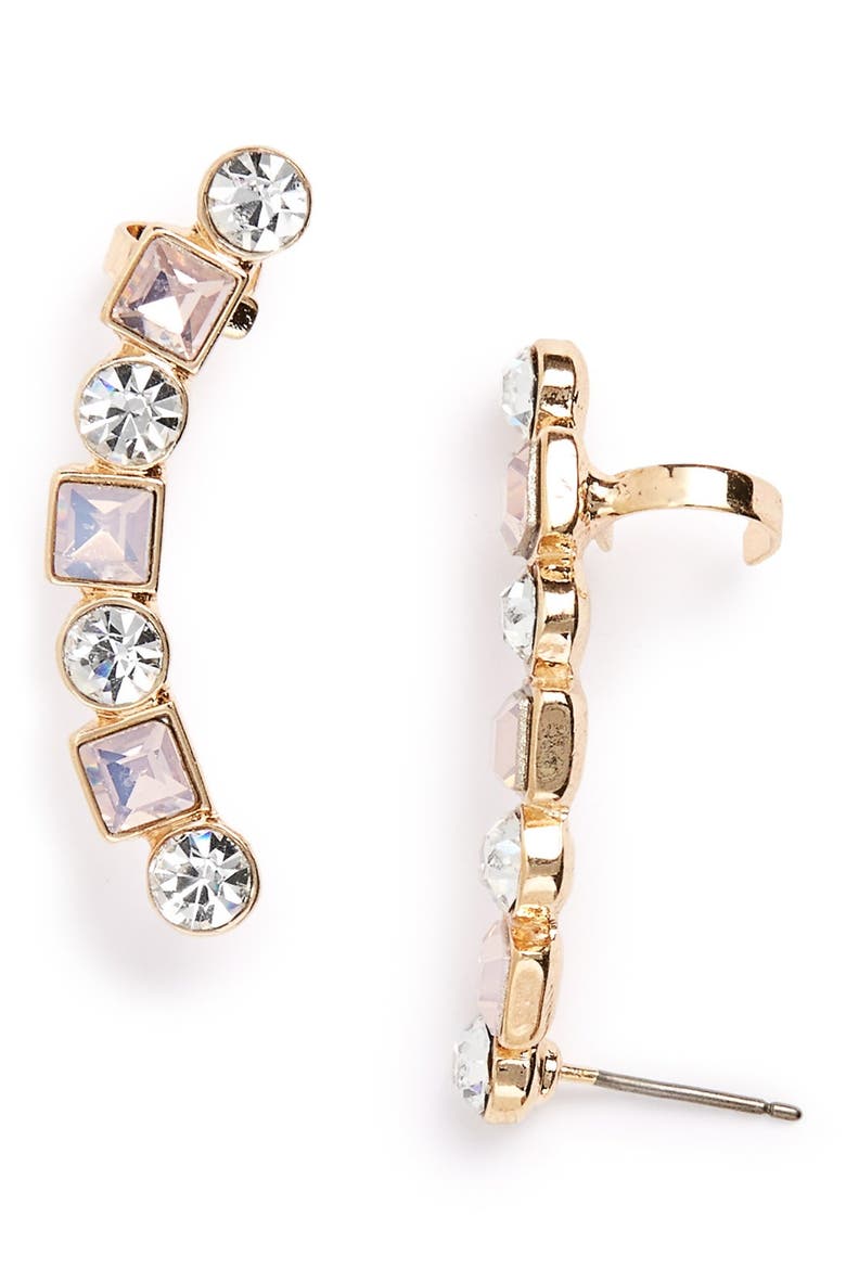 Crystal Ear Climbers, Main, color, GOLD