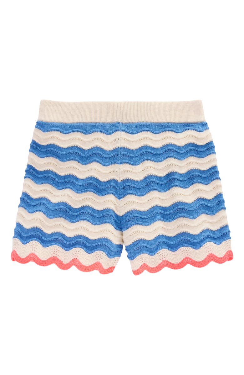 Mini Boden Kids' Stripe Pointelle Stitch Cotton Sweater Shorts, Alternate, color, Blue/ Ivory Stripe