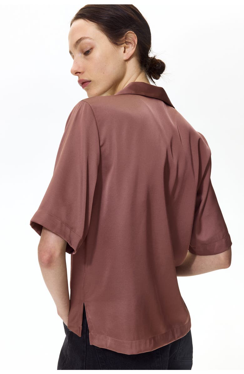 H&M Satin Resort Shirt, Alternate, color, Dark Dusty Pink