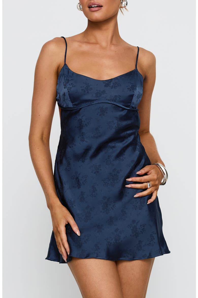 Clemence Satin Mini Slipdress, Alternate, color, NAVY