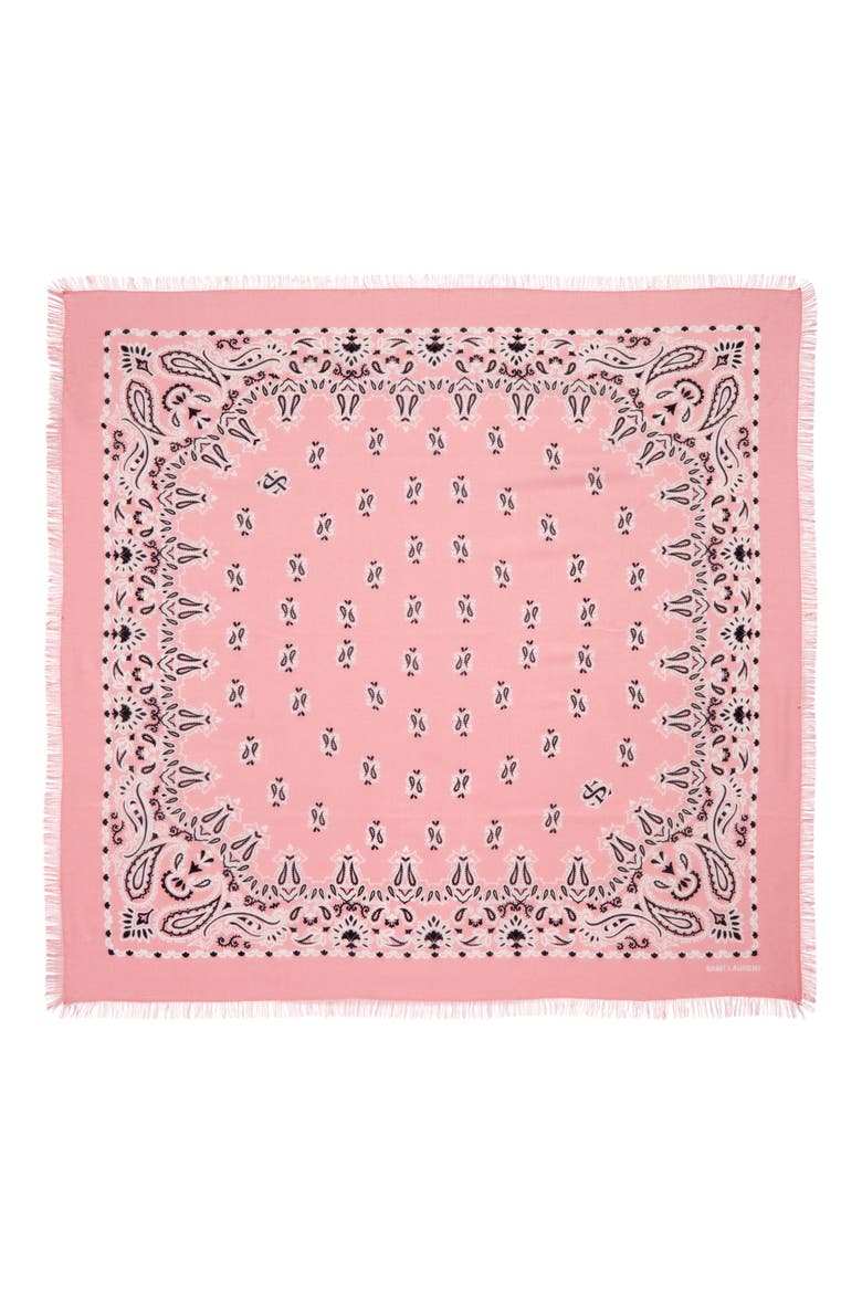Paisley Print Fringed Bandana, Main, color, ROSE/ BLACK
