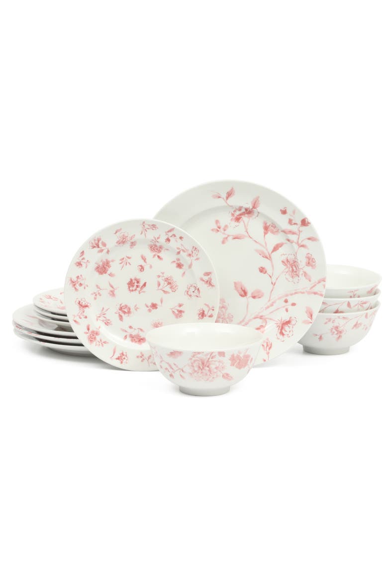 Empress Bouquet Decorated Chip-Resistant Porcelain Dinnerware Set, Main, color, Pink Floral