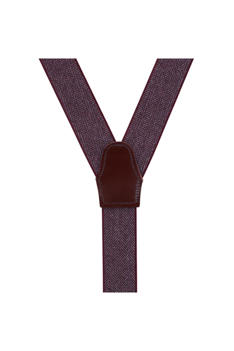 Silas Classic Herringbone Elastic Button End Suspenders, Alternate, color, Burgundy