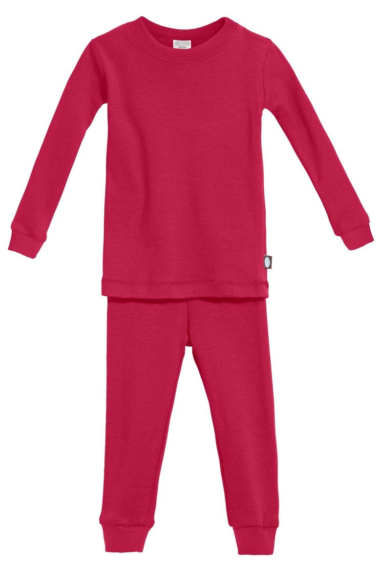 Baby Unisex Soft 100% Organic Cotton Pajama Set, Alternate, color, Candy Apple