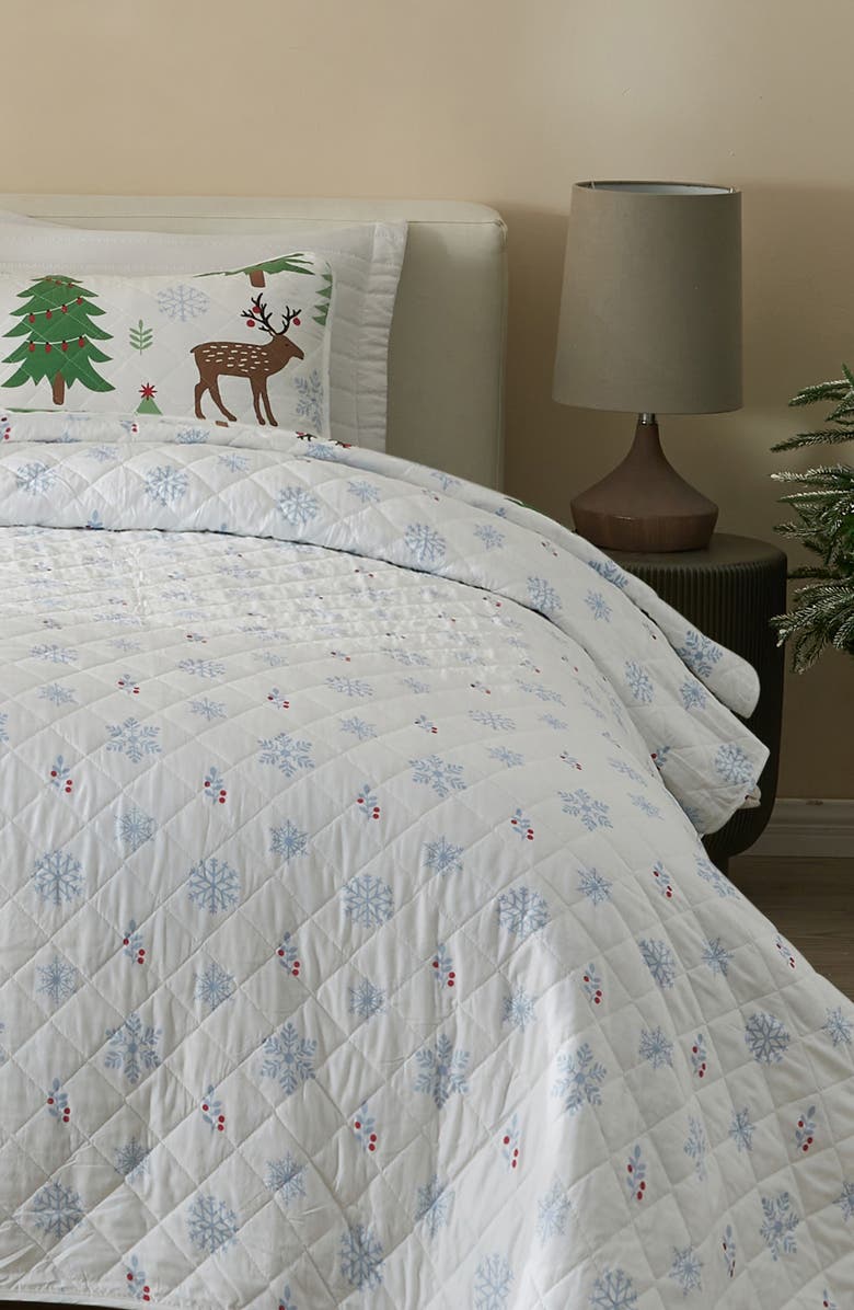 Woven & Weft Holiday Theme Reversible Quilt & Sham Set, Alternate, color, Deer / Trees / Snow