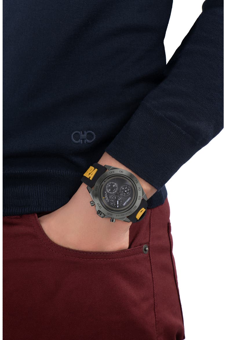 Chronograph Silicone Strap Watch, 43mm, Alternate, color, GUNMETAL
