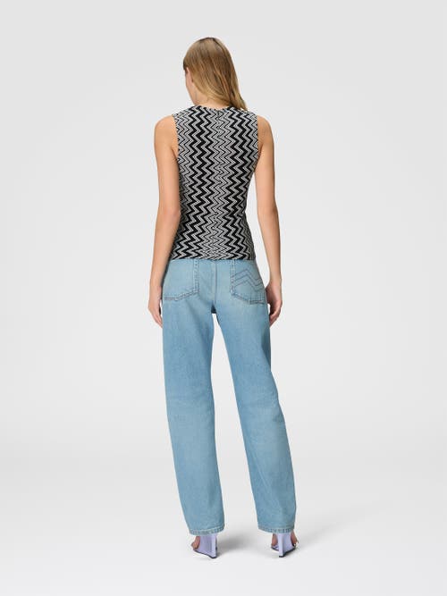 Missoni Black/white Zip Zack Print Top In Black & White