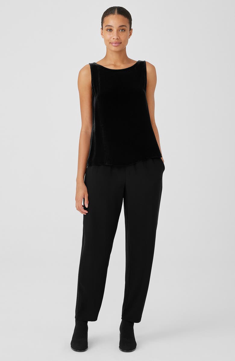 Eileen Fisher Bateau Neck Velvet Tank, Alternate, color, Black