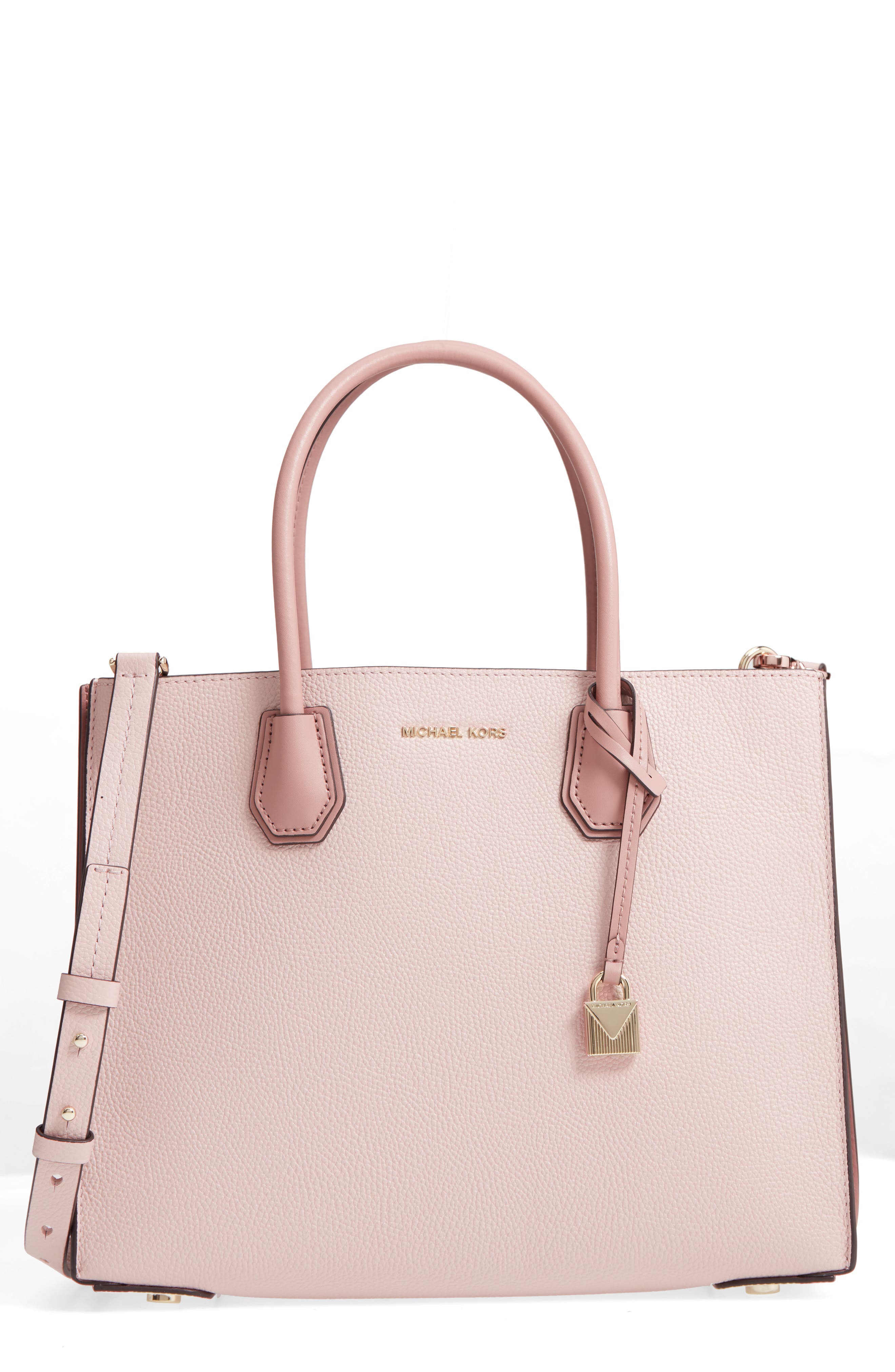 Large Mercer Leather Tote, Main, color, SOFT PINK