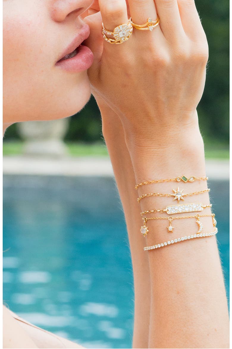 Sun, Moon & Stars 18k Gold Diamond & Moonstone Bracelet, Alternate, color, 18K YELLOW GOLD