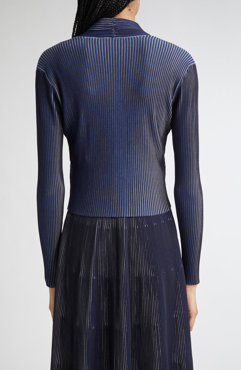 Emporio Armani Stripe Rib Cardigan, Alternate, color, Black/ Navy