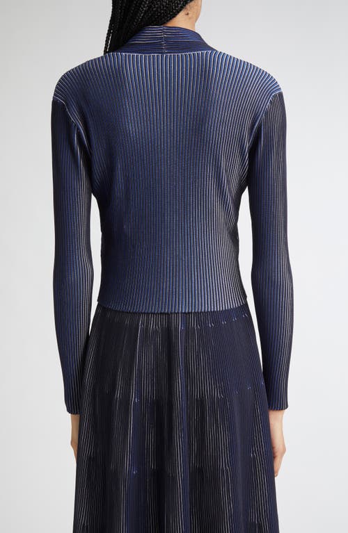 Emporio Armani Bicolor Ribbed Striped Cardigan Sweater In Black