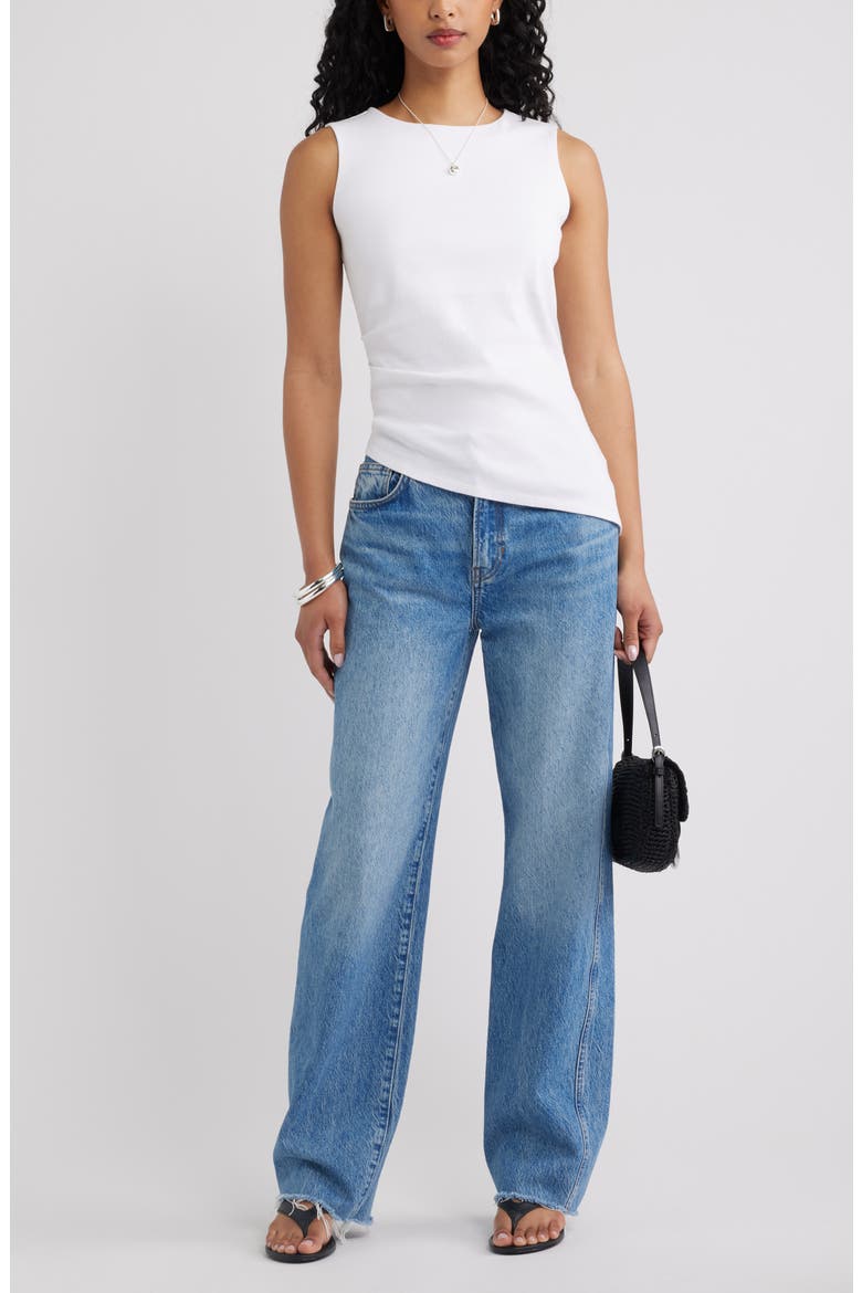Asymmetric Rib Cotton Tank, Alternate, color, WHITE