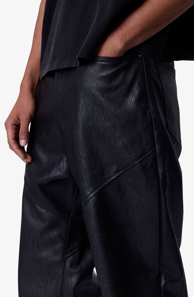 mnml Ultra Baggy Faux Leather Pants, Alternate, color, Black