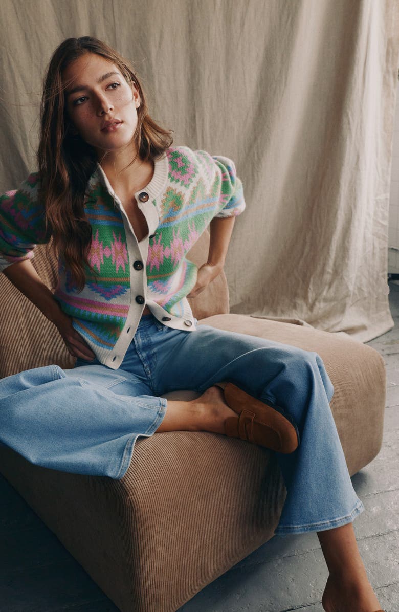 Boden Abi Jacquard Cardigan, Alternate, color, Aztec Multi