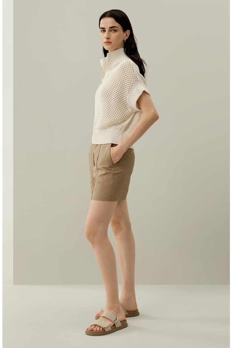 Women's Toscana Pointelle Knit Half-Zip Sweater, Alternate, color, Lily White
