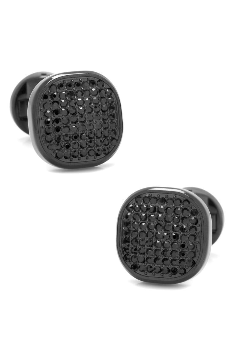 Cufflinks, Inc. Pavé Black Crystal Cuff Links, Main, color, Black