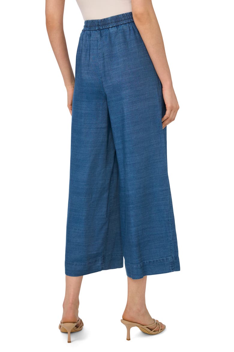 Pintuck Chambray Wide Leg Crop Pants, Alternate, color, MEDIUM INDIGO