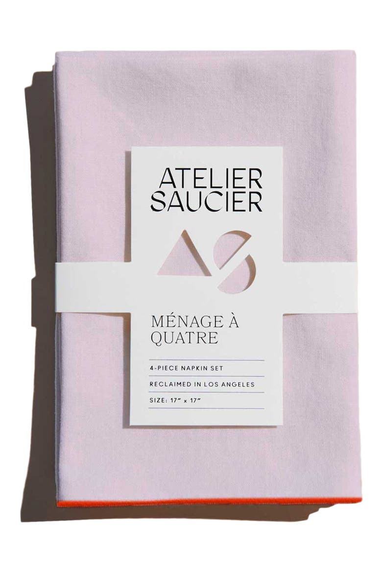 Set of 4 Blush Pink Napkins, Main, color, PINK