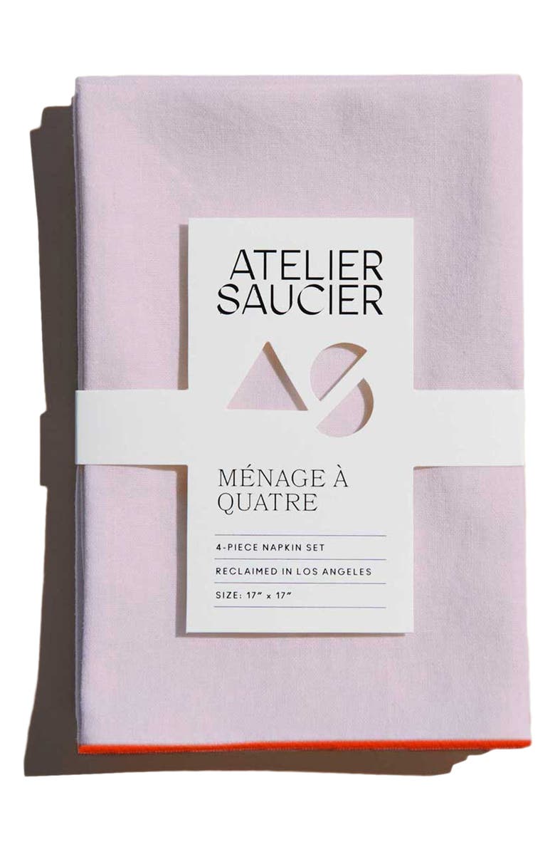 ATELIER SAUCIER Set of 4 Blush Pink Napkins, Main, color, 