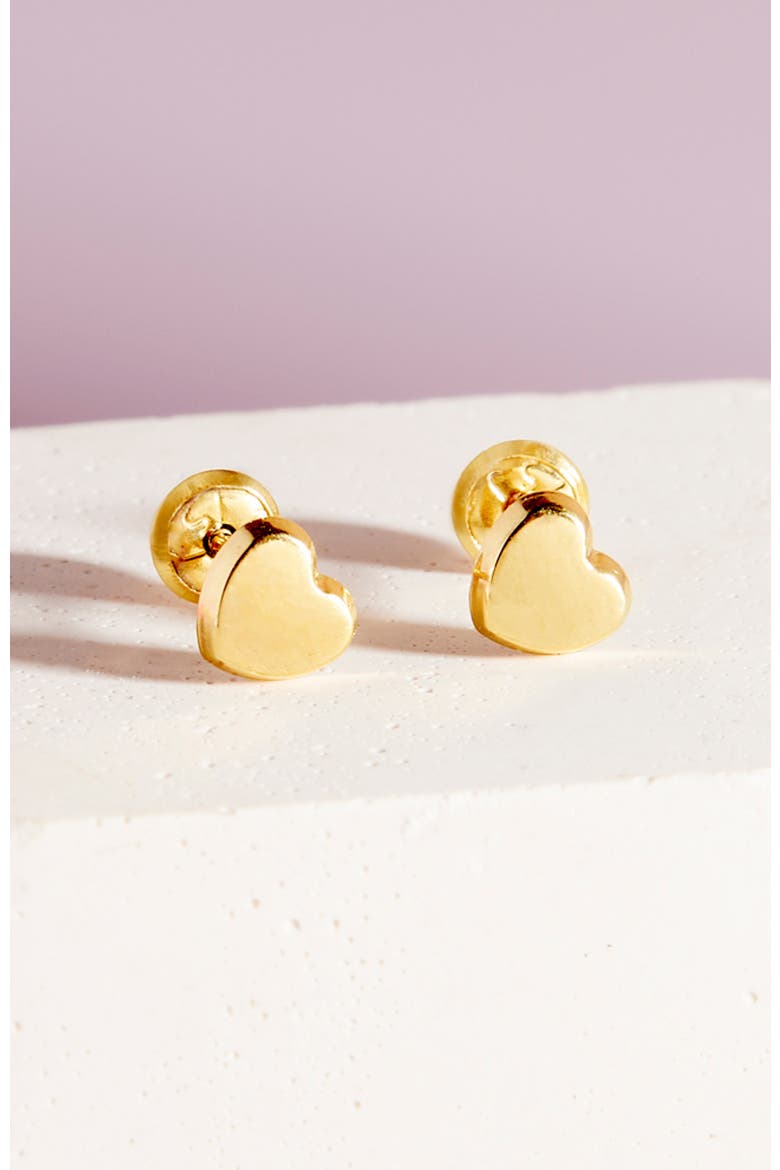14k Polished Heart Earrings, Alternate, color, Gold
