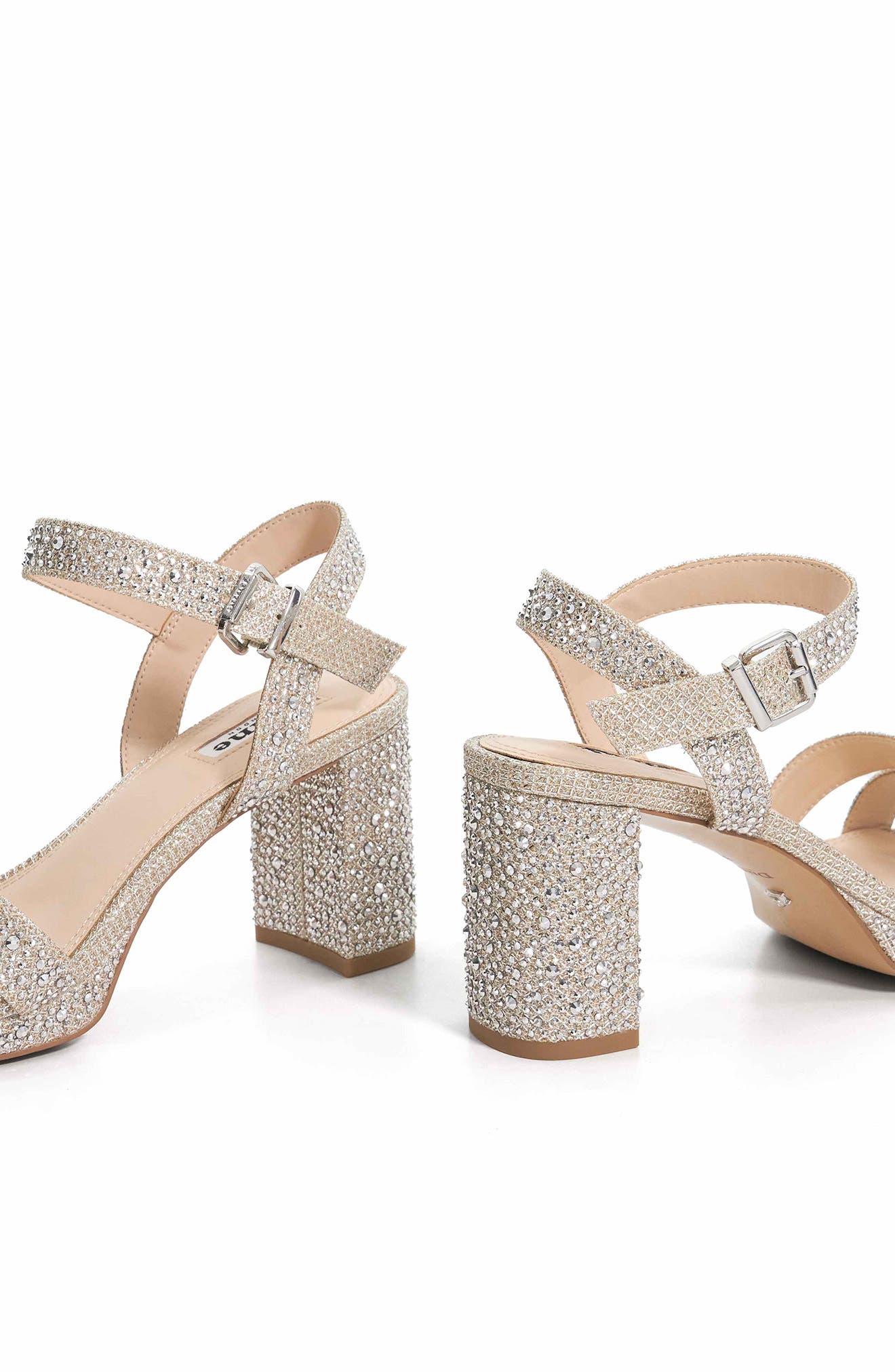 Dune London Manifesting Platform Sandal, Alternate, color, Gold Rhinestones