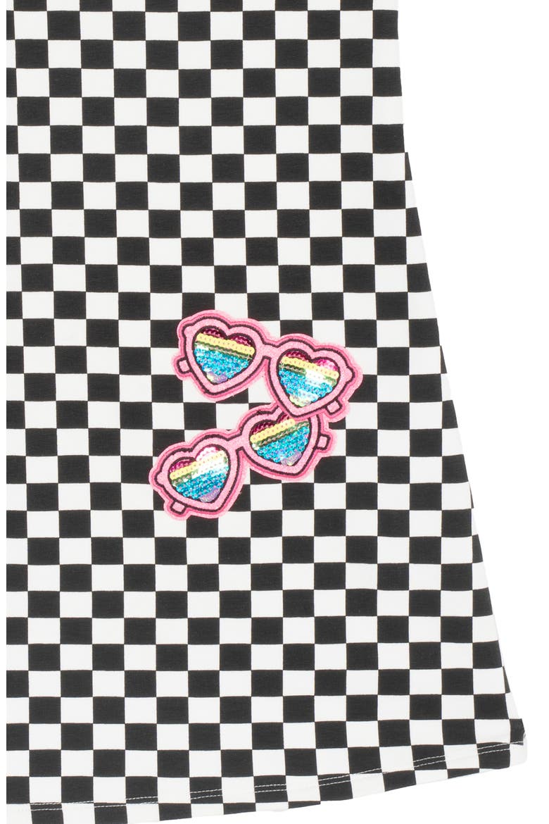 Kids' Appliquéd Checkered Dress, Alternate, color, BLACK