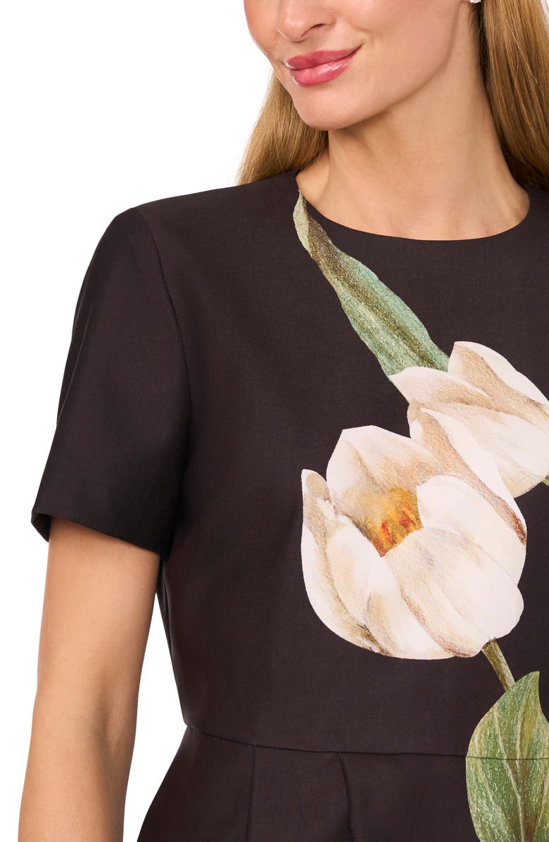 Ted Baker Placed Floral Short Sleeve Minidress, Alternate, color, Rich Black