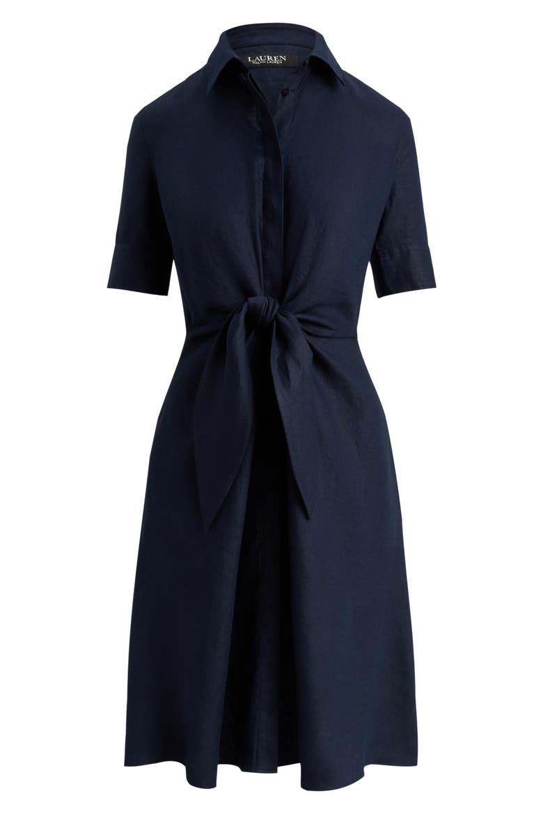 Wakana Linen Shirtdress, Alternate, color, LAUREN NAV