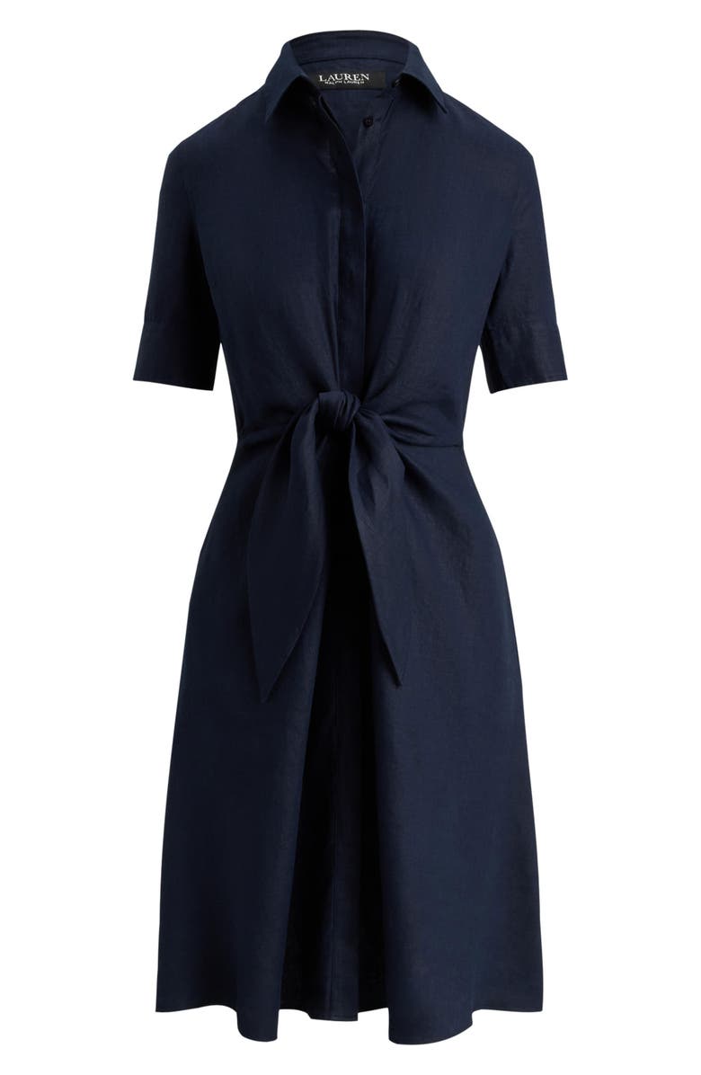 Lauren Ralph Lauren Wakana Linen Shirtdress, Alternate, color, Lauren Navy
