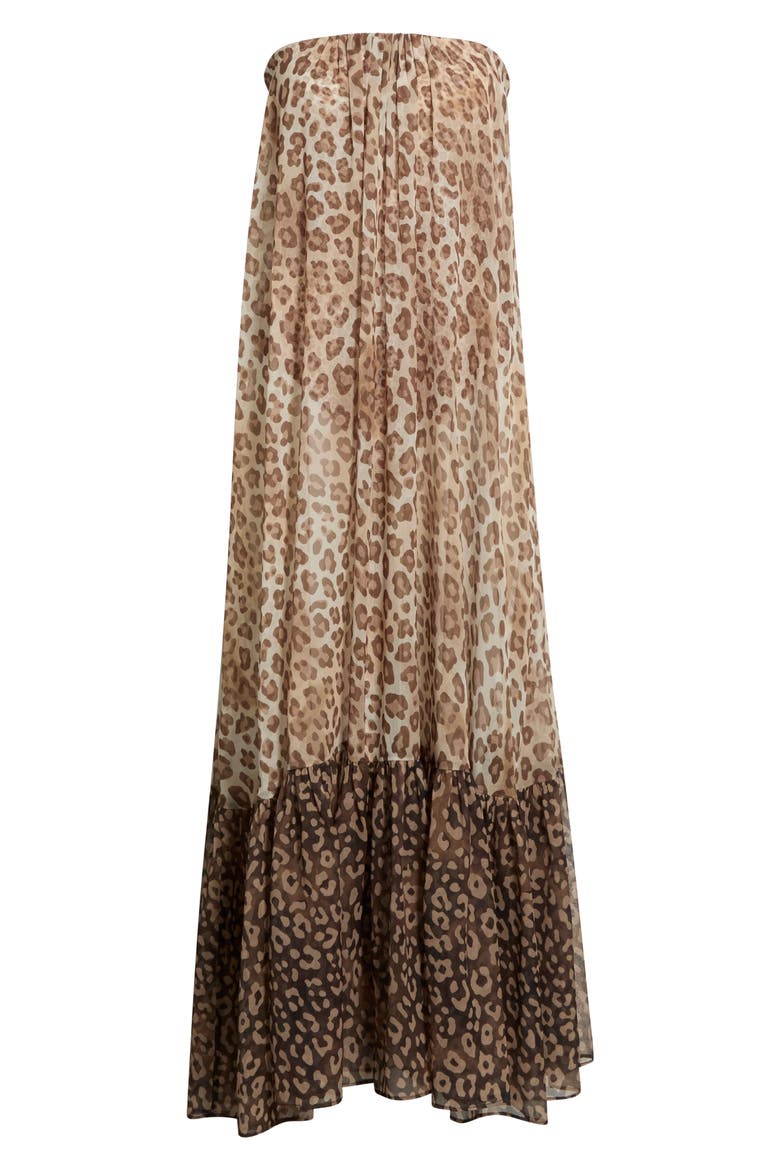 Katrina Sheer Strapless Cover-Up Dress, Alternate, color, LIGHT LEOPARD