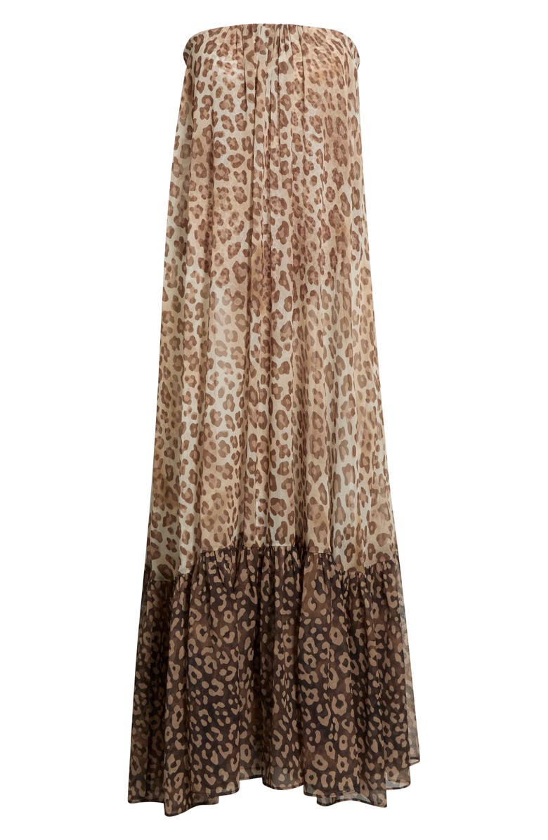 Ramy Brook Katrina Sheer Strapless Cover-Up Dress, Alternate, color, Light Leopard