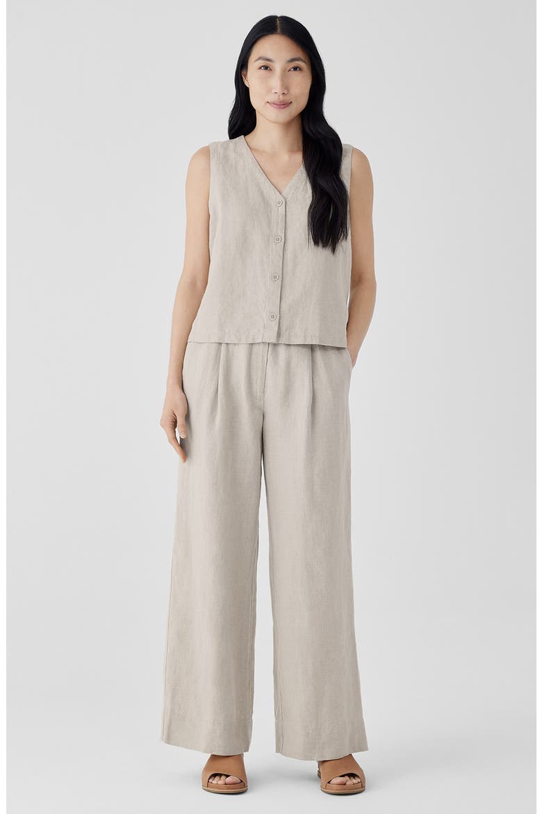 Pleated High Waist Organic Linen Wide Leg Pants, Alternate, color, UNDYED NATURAL