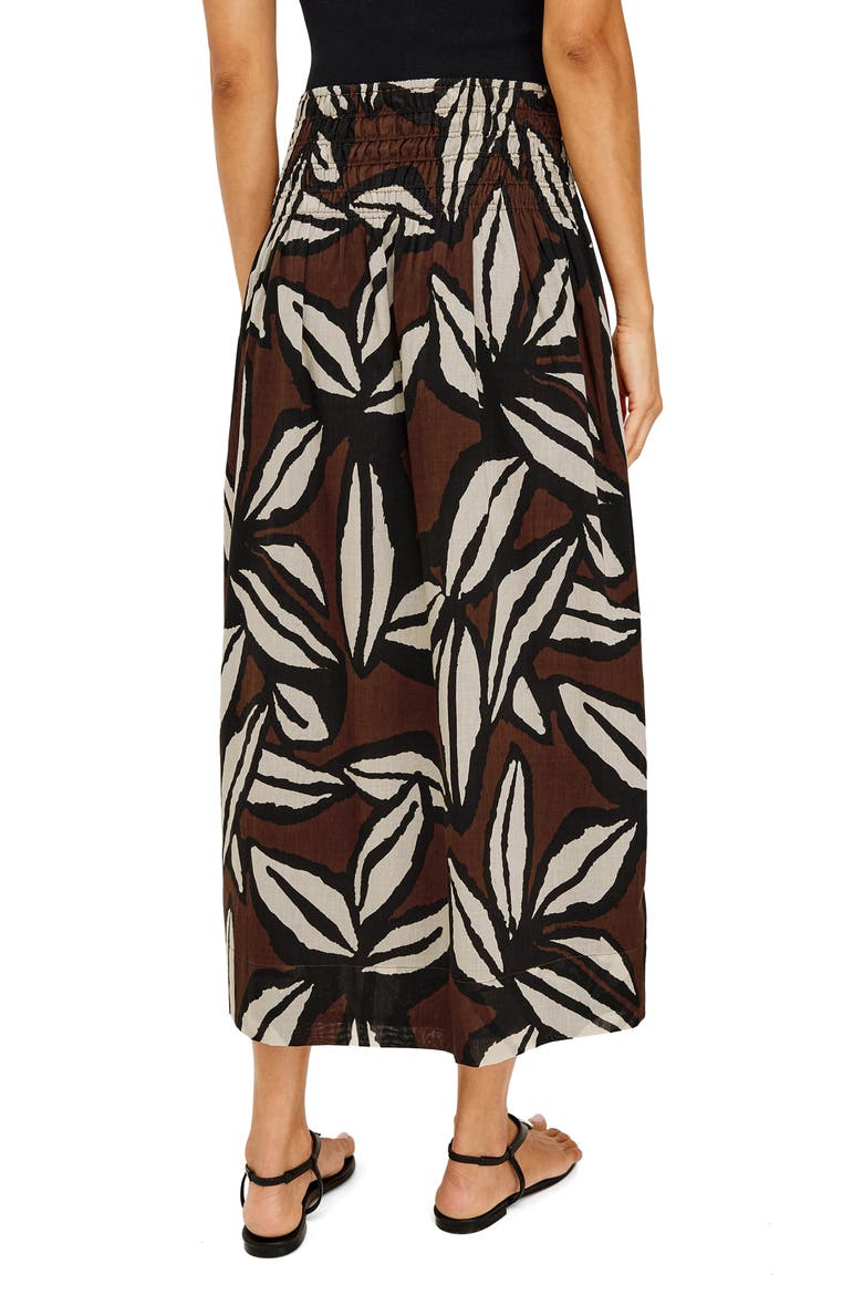 Alessa Smock Waist Cotton Midi Skirt, Alternate, color, COCOA FLORAL