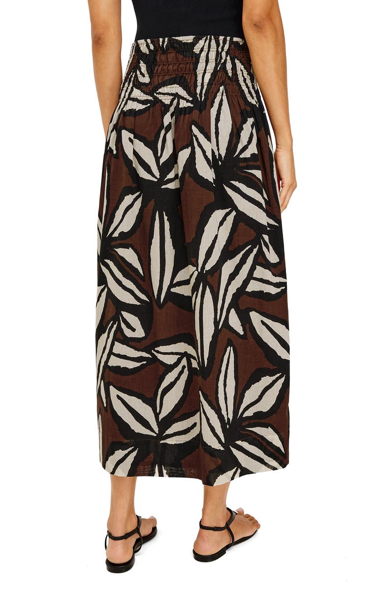 Rails Alessa Smock Waist Cotton Midi Skirt, Alternate, color, Cocoa Floral