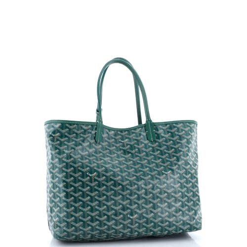 Pre-owned Goyard  Goyard Saint Louis Tote Coated Canvas Pm In Green