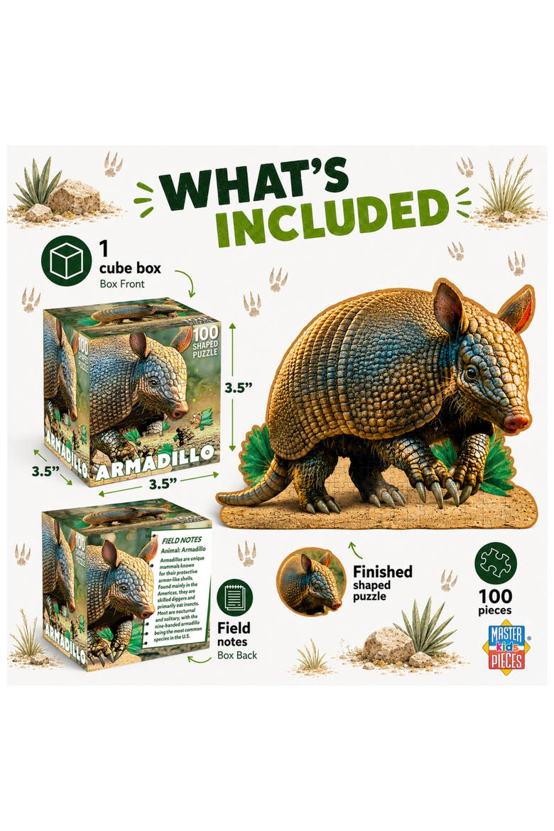 Armadillo 100 Piece Shaped Jigsaw Puzzle, Alternate, color, Multicolor